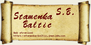 Stamenka Baltić vizit kartica
